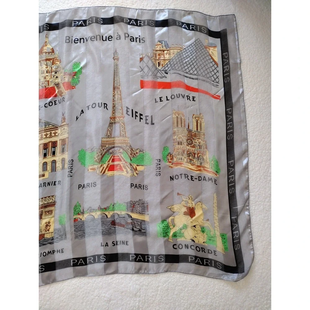 Unbranded Scarf Woman Parisian Landmarks Multicolor Multiuser Office Party 38X38